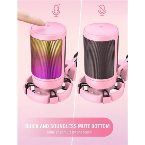 USB Gaming PC Microphone for Streaming Podcasts,AmpliGame RGB Computer Condenser - Picture 2 of 6